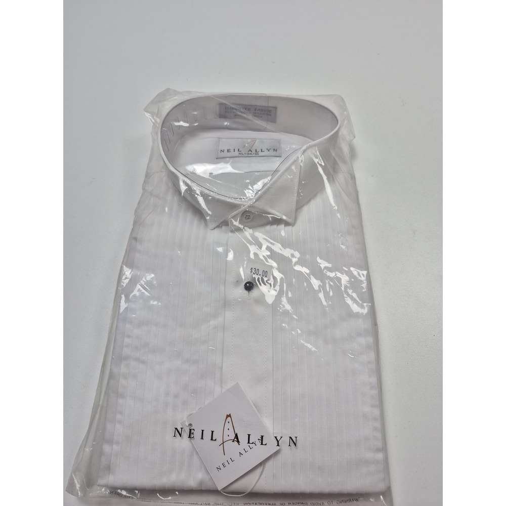 Neil Allyn Dress Shirt Mens XL 34/35 White French Cuff Tuxedo Long Sleeve